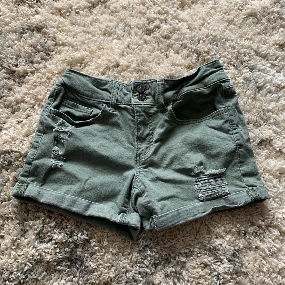 SO Green Jean Midi Shorts